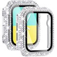 thumbnail image 1 of GHSDFBB 2-Pack Bling Cases with Screen Protector Compatible for Apple Watch 38mm for 40mm Only 42mm 44mm, Fully Paved Diamonds Protective Case for iWatch SE Series 6 5 4 3 2 1 (44mm, Silver+Clea, 1 of 7