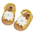 thumbnail image 3 of Ketyyh-chn99 Baby Girl Sandals Baby Dress Shoes Baby Girls Boys Sandals Summer Flowers Shoe Rubber Sole PU Leather Mesh Toddler First Walkers Princess Dress Outdoor Shoes Yellow,6, 3 of 4