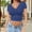 Blue, variant on WCJM Women's Summer Causal Short Sleeve Tops Round Neck Stripe T Shirt Blous Women's Short Sleeve T-Shirt Women's Soft Workout Slim Casual Short Sleeved V Neck Crop Tops