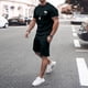 thumbnail image 2 of Men‘s Two-Piece Outfits Summer Casual Muscle Short Sleeve Tee Shirts And Classic Fit Sport Shorts Set Tracksuit 5XL, 2 of 5
