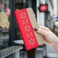 thumbnail image 5 of For Samsung Galaxy S23 Wallet Case with RFID Blocking Credit Card Flip Stand Cute Flower Hollow-out Design PU Leather Magnetic Clasp Closure Phone Cover For Samsung Galaxy S23,Red, 5 of 12