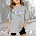 thumbnail image 2 of Kids Girls Shirts Age 10-12 Casual Loose Short Sleeve Cute Cartoon Print T-Shirt Soft Comfy Cotton Summer Clothes(Heart, Grey, 13 -14 Years), 2 of 6