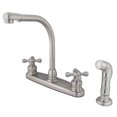 thumbnail image 7 of Kingston Brass GKB712AX Water Saving Victorian  High Arch Kitchen Faucet with Cross Handles and Sprayer, Polished Brass, 7 of 7