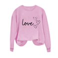 thumbnail image 4 of Sudadera Penkiiy Valentine para mujer: lindas camisetas del día de San Valentín Love Heart Graphic Print Suéter de manga larga Tops XS Pink, 4 of 5