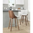 thumbnail image 3 of LumiSource Walnut Wood, Chrome Metal, White PU Gianna Fixed-Height Counter Stool - Set of 2, 3 of 10