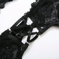 thumbnail image 4 of Gibobby Conjunto de lencería de encaje Conjuntos de Lencería Sexy para Mujer Brasier de Encaje Flores Sujetador Abierto Tanga G-String Thong Ropa Interior Pijama(Negro, CH), 4 of 5
