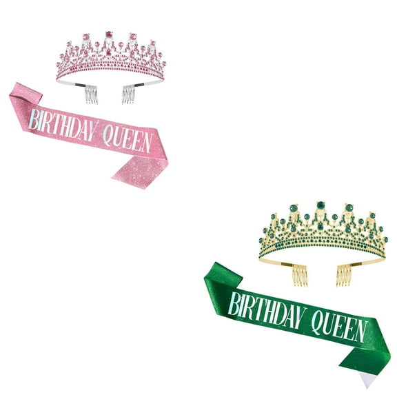 DESIGNICE 2Pcs Birthday Girl Crown,Unique Accessory Charm Birthday Crown for Girls,Unmatched Style Princess Crowns for Little Girls,Color-Mixing1