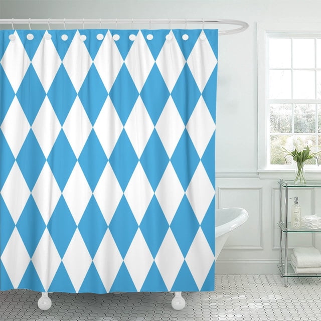 ABPHQTO Cortina de ducha de celebración bávara de Baviera azul y blanco con patrón de arlequín abstracto 152x180 cm ABPHQTO PKNMT60x72Shower-5427