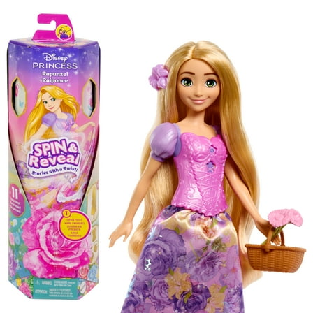 Disney Princess Spin & Reveal Rapunzel Fashion Doll & Accessories with 11 Surprises