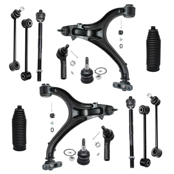 Detroit Axle - Front Lower Control Arms & Upper Ball Joints, Front & Rear Sway Bars, Inner Outer Tie Rods Replacement for 2006-2010 Jeep Commander - [2005-2010 Grand Cherokee exc.SRT8] - 14pc Set
