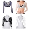 thumbnail image 2 of WIFORNT Hauts Courts en Maille Transparente pour Femmes, Blouse de Compression à Manches Longues Sans Couture, 2 of 9