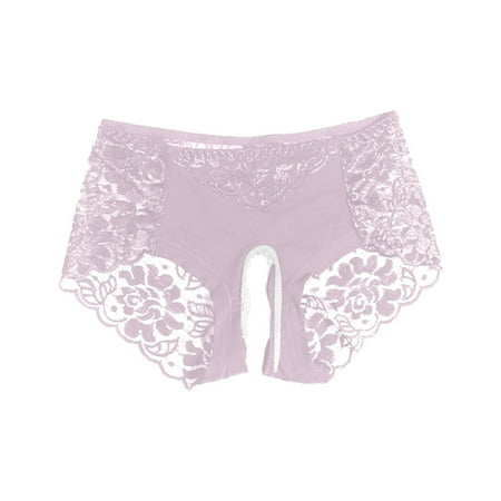 Crotchless Panty for Women Pink Lace Thong Women s Sexy Lingerie & Underwear See Through Panties Ladies Underwear XXL