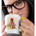 thumbnail image 2 of 3drose, Cat Picking Flowers, 15oz Two-tone Yellow Mug, 2 of 6