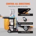 thumbnail image 6 of Cleaning Cart, 3-Shelf Commercial Janitorial Cart, 200 lbs Capacity Plastic Housekeeping Cart, with 25 Gallon PVC Bag and Cover, 47 x 20 x 38.6in, Yellow&Black, 6 of 6