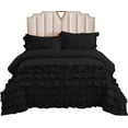 thumbnail image 3 of DNG Creations 1 Piece Vintage Ruffle Duvet Cover 100% Egyptian Cotton, 800 Threads Count - With Zipper & Corner Ties ( Full/Queen - Solid Black ), 3 of 7