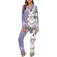 thumbnail image 2 of Kayannuo Easter Print Long Sleeve Shirts for Women Ladies Fashion Casual Cute Rabbit Easter Printed Top And Pants Pajama Set Womens Fashion, 2 of 3