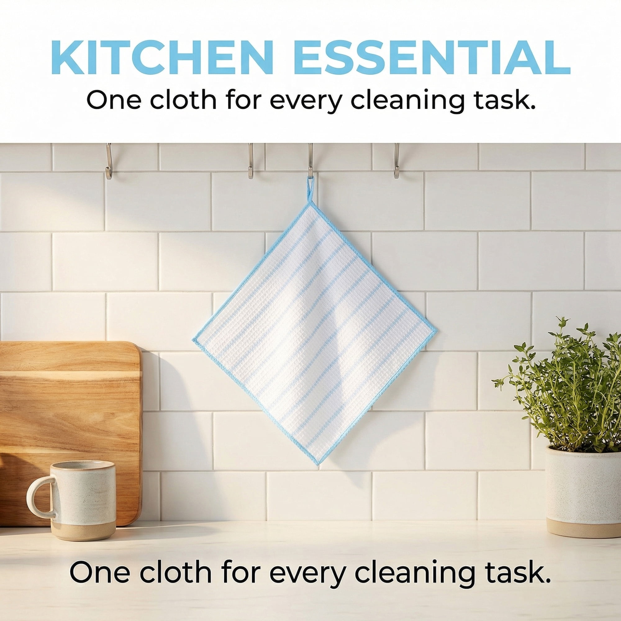 Unique Bargains 3Pcs Wood Fiber Cleaning Cloths Super Absorbent Towel Blue 12" x 12"