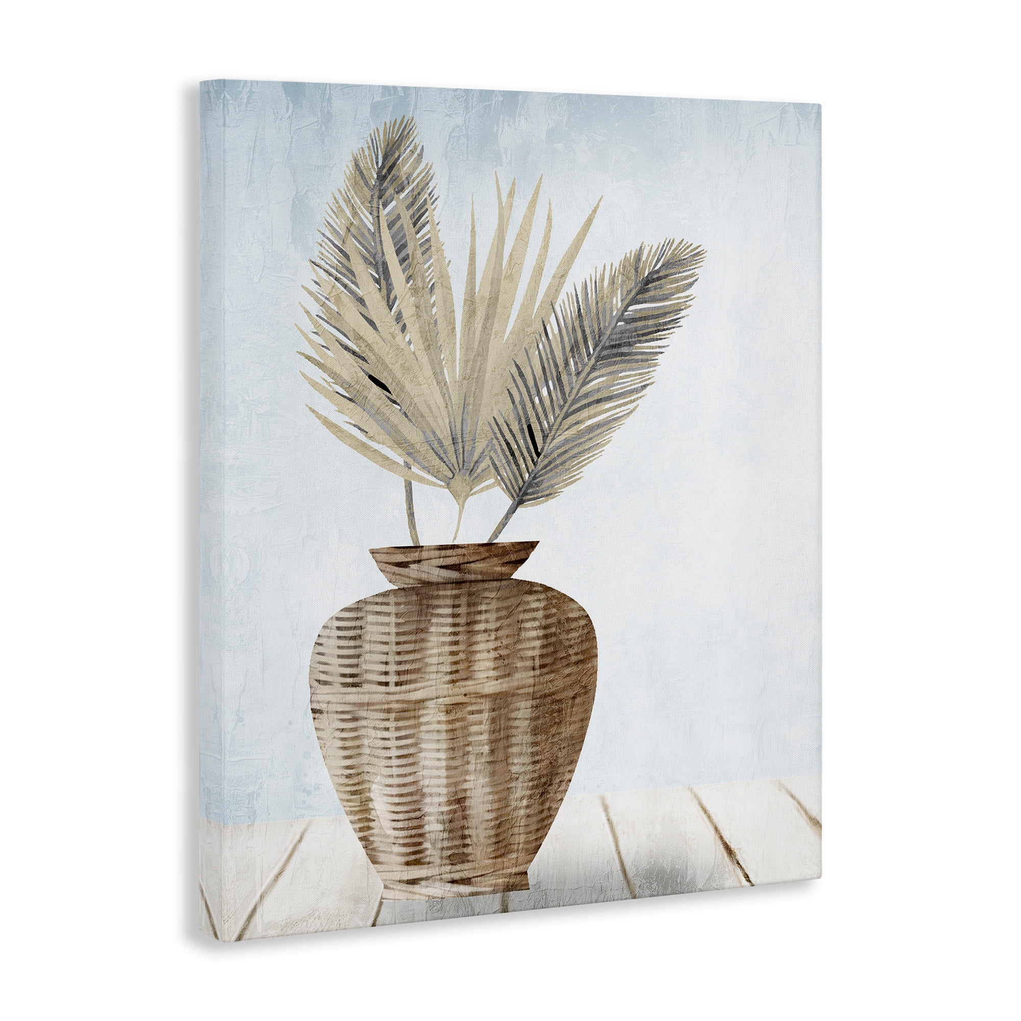 Stupell Industries Fan Plant Leaves Plants & Flowers Painting Wrapped Canvas Art Print Wall Art, 36 x 48
