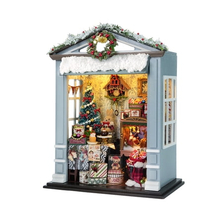 DIY Miniature Wooden House Model Kit Z-032 Joyful Gatherings 3D Puzzle with LED Lights and Hidden Compartment Handcrafted Architecture Set for Adults Home Deco