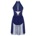 thumbnail image 5 of RUNQHUI Women's Lyrical Dance Costume Ruched Modern Contemporary Dance Dress Leotard for Gymnastic Navy Blue M, 5 of 7