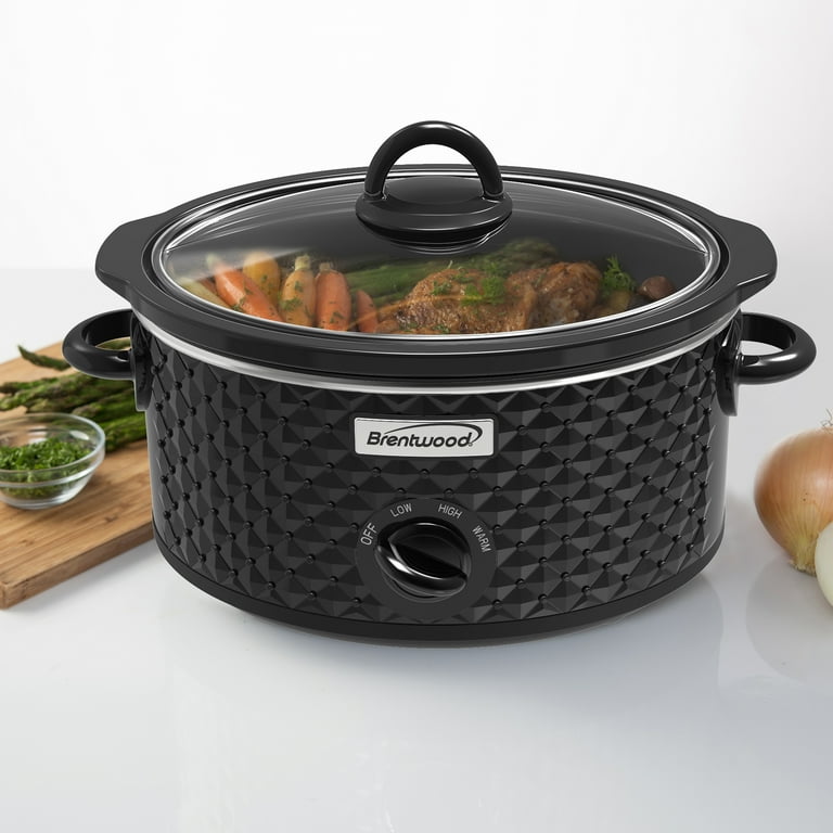 Brentwood Appliances 3.5 qt. Brown Diamond Pattern Slow Cooker