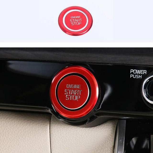 for Kia Carnival 2022-2023 Couvercle de Bouton d'Allumage Start Stop Alu. Rouge