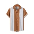 thumbnail image 4 of Hfnxid Mens Summer Button Down Shirt Big and Tall Short Sleeve Shirts Color Block Work Tshirt Summer Cuba Beach Tee, 4 of 7