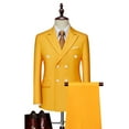 thumbnail image 2 of Pants for Men Double Breasted Pocket Long Sleeve Lapel Suit Set Multi Color Groom, 2 of 8