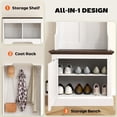 thumbnail image 6 of Kadyn Coat Rack,Coat Stand, Hall Tree,3-in-1 Hall Tree with Shoe Storage, Coat Rack with Bench and 5 Hooks, White Wood Grain, 6 of 6