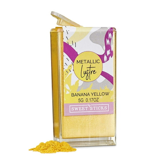 Edible Lustre Dust Metallic Banana Yellow 5 Grams Cake Dust By Sweet Sticks, Cake Decorating Shimmer & Shimmer Drinks