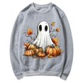 thumbnail image 4 of Jsaierl Womens Halloween Sweatshirts Cute Pumpkin Ghost Graphic Sweatshirt Trendy Crewneck T-shirt Long Sleeve Holiday Pullover Tops Halloween Costumes, 4 of 5