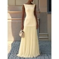 thumbnail image 4 of Pleated Bridesmaid Dresses for Women Boat Neck Formal Dresss Long A Line Wedding Guest Party Dress Yellow M, 4 of 5