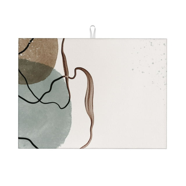 YFYANG Absorbent and Non-Slip Dish Drying Mat for Kitchen, Abstract Watercolor Lines Microfiber Large Drying Pad, 18 x 24 in