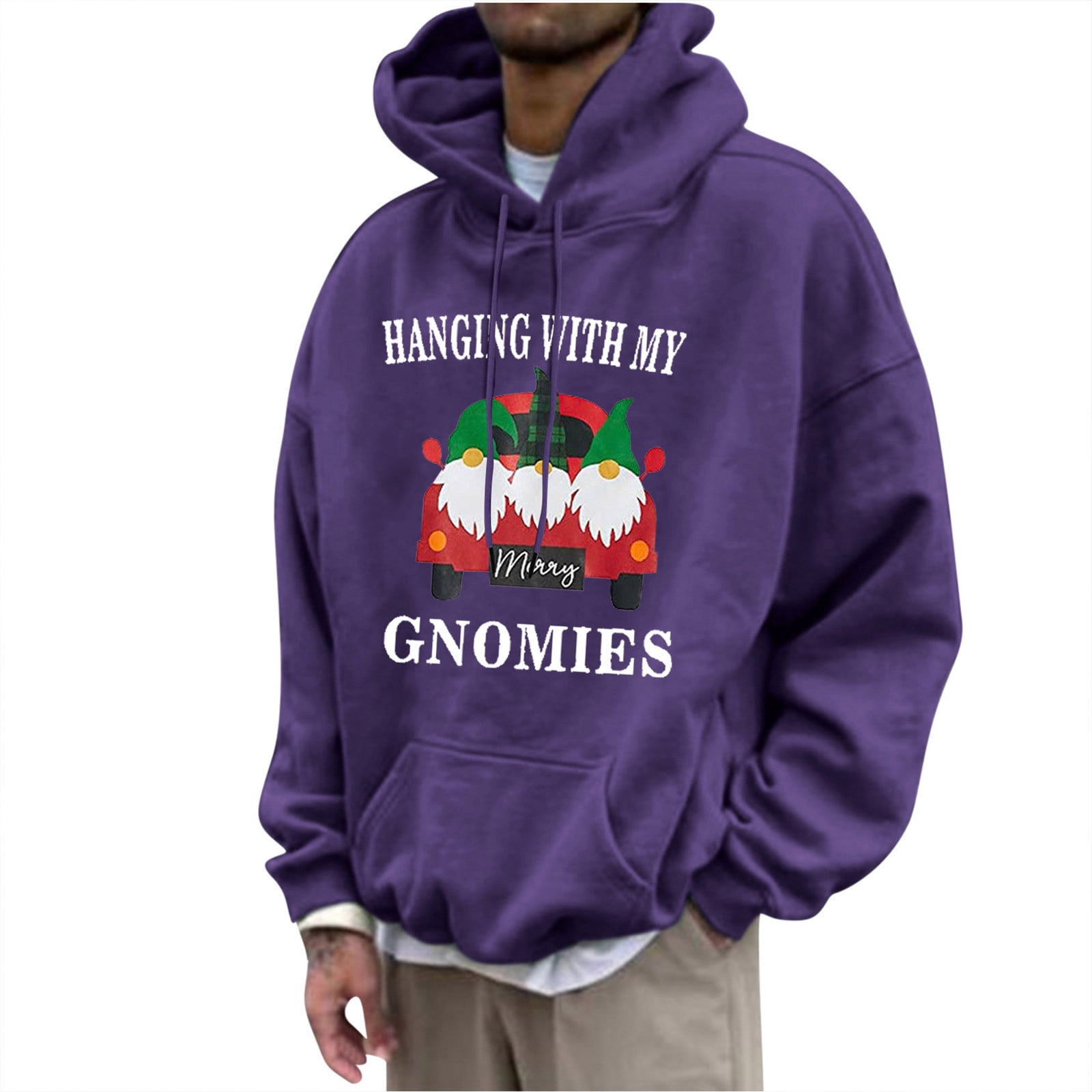 WXLWZYWL Uglu Christmas Hoodies for Men Gnome Hooded Sweatshirt Novelty Sweater Elf Long Sleeve Pullover Loose Fit Drawstring Hoodie