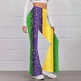 thumbnail image 3 of Cutuoiiu Mardi Gras Stripe Print Women's High Waisted Flared Pants Hip Shaping Tummy Control Stretchy Long Pants for Casual Celebrations Gifts, 3 of 5