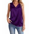 thumbnail image 2 of Women'S Silk Satin Tank Tops V Neck Casual Camisoles Sleeveless Business Work Blouses Dressy Summer Shirts XXL, 2 of 8