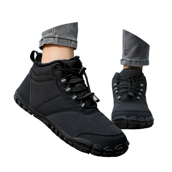 YLYL Mens Womens Winter Snow Boots Warm Fur Lined Waterproof Lightweight Slip on Wide Toe Hiking Running Barefoot Sneakers