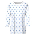 thumbnail image 4 of LISTHA Polka Dot Tops for Women 3/4 Sleeve Loose Blouses Crew Neck Summer Plus Size Tunic Tops Spring Casual Shirts Light Blue S, 4 of 5