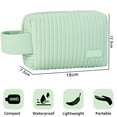 thumbnail image 2 of Bolsa de cosméticos pequeña, elegante y espaciosa bolsa de cosméticos de PU, bolsa de cosméticos impermeable verde, 2 of 5