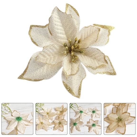 ELAYARD 12Pcs Fake Christmas Poinsettia Flowers for Xmas Tree Vase and Gar Decoration