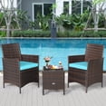 thumbnail image 4 of unbranded 3 Pieces Patio Rattan Furniture Set, Outdoor Wicker Cushioned Sofa with Tempered Glass Tabletop, Rattan Conversation Set for Porch Yard Balcony Backyard Pool, Turquoise, 4 of 18