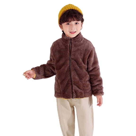 SGMVNU Winter Coats for Kids Kids Baby Warm Girls Boys Flannel Winter Jackets Sweatshirt Heavy Coats Autumn and Winter Coats(Size 8-9 Years, Brown)
