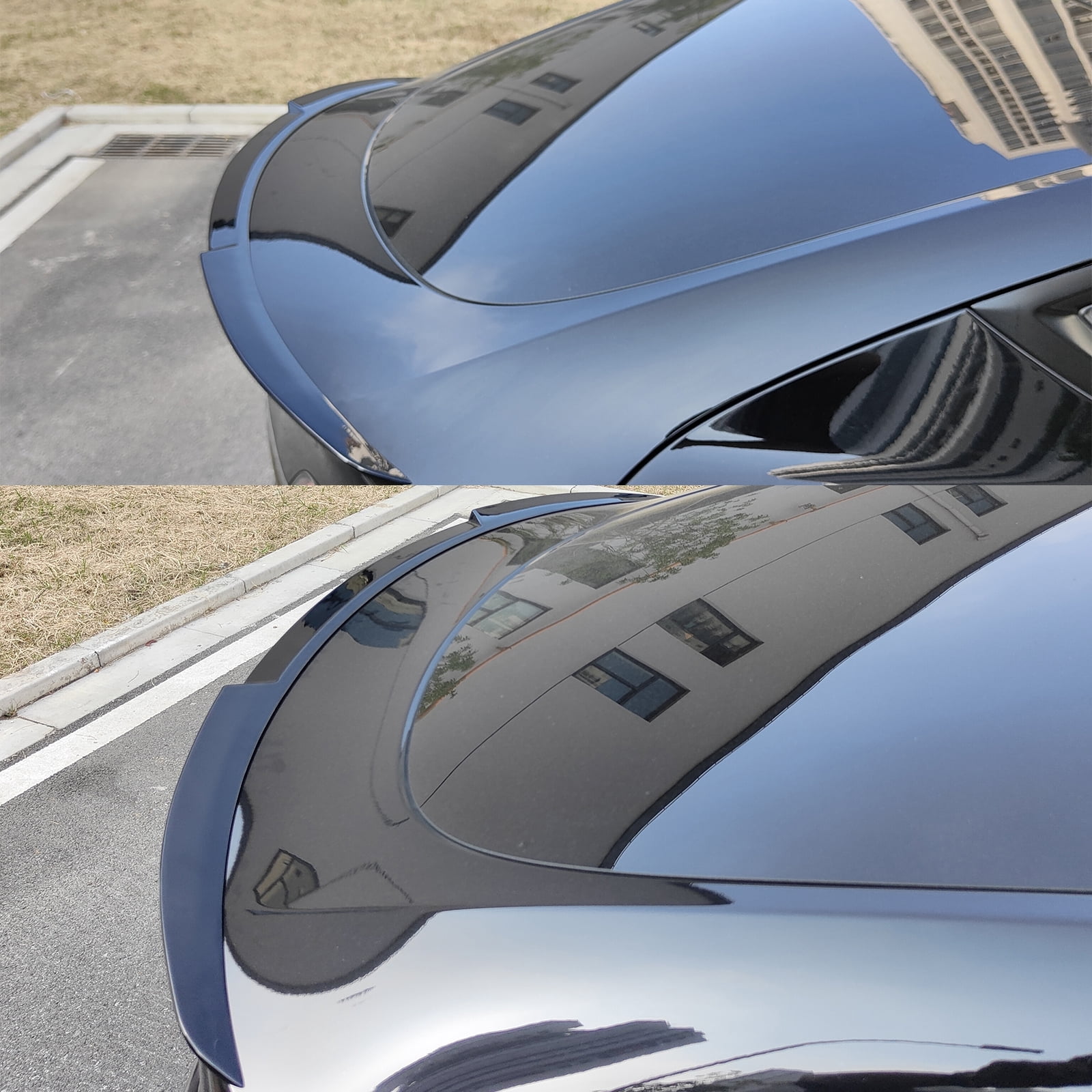 Ikon Motorsports Compatible with 20-24 Tesla Model Y IKON Style ABS Rear Trunk Spoiler Wing - Gloss Black