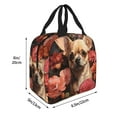 thumbnail image 4 of Kdxio Vintage Red Flower Chihuahua Print Insulated Lunch Bag,Reusable Tote Lunch Box for Women Men,Leakproof Cooler Lunch Bags for Work Office Travel Picnic, 4 of 6