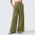 thumbnail image 5 of HKYNLAG Women's Wide Leg Palazzo Pants Drawstring Elastic Beach Vacation Travel Loose Trousers Army Green L, 5 of 5