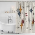 thumbnail image 2 of Polyester Fabric Grey Yellow Diamond Shower Curtain, Modern Geometric Middle Century Beige Waterproof Bathtub Curtain Bathroom Decor Set with Hooks 54 x 78 Inches, 2 of 6