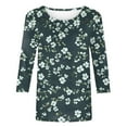 thumbnail image 4 of VBTAPA Womens 3/4 Sleeve Tops Dressy Casual Crew Neck T Shirts Trendy Cute Floral Print Blouses Work Blouse Tees on Sale Multicolor XXXL, 4 of 6