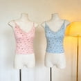 thumbnail image 6 of YMNXA Women's Tank Top Sleeveless Spaghetti Strap V Neck Floral Printed Built In Bra Comfortable Breathable Basic Camisoles For Daily Wear,Blue,One Size, 6 of 6