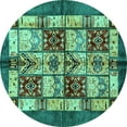 thumbnail image 1 of Ahgly Company Indoor Round Abstract Turquoise Blue Modern Area Rugs, 6' Round, 1 of 4