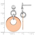thumbnail image 2 of 925 Sterling Silver Rose Gold Plated Rh Plated Sparkle-Cut Post Long Drop Dangle Earrings 35.1x20.17mm Dangle Earring fo, 2 of 2